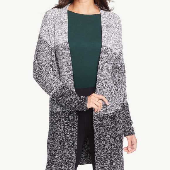Ann Taylor Factory Sweaters - Ann Taylor Ombre Cardigan | Black & White Knit